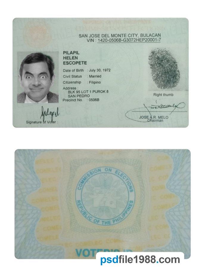 Philippines San Jose Del Monte Voters ID Card